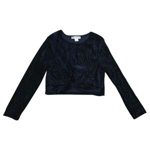 Knitworks Girls Navy Blue Long Sleeve Velvet Twist Front Top Size 8